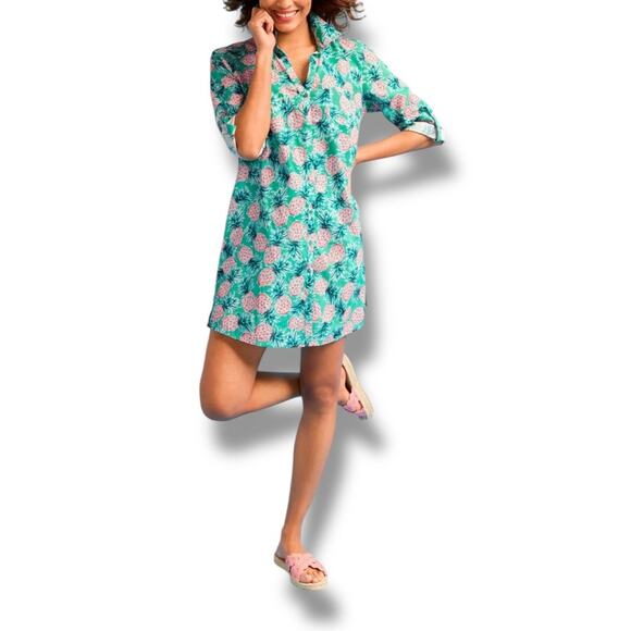 Miraclesuit Talbots pineapple party beach shirt dress coverup - Picture 1 of 8
